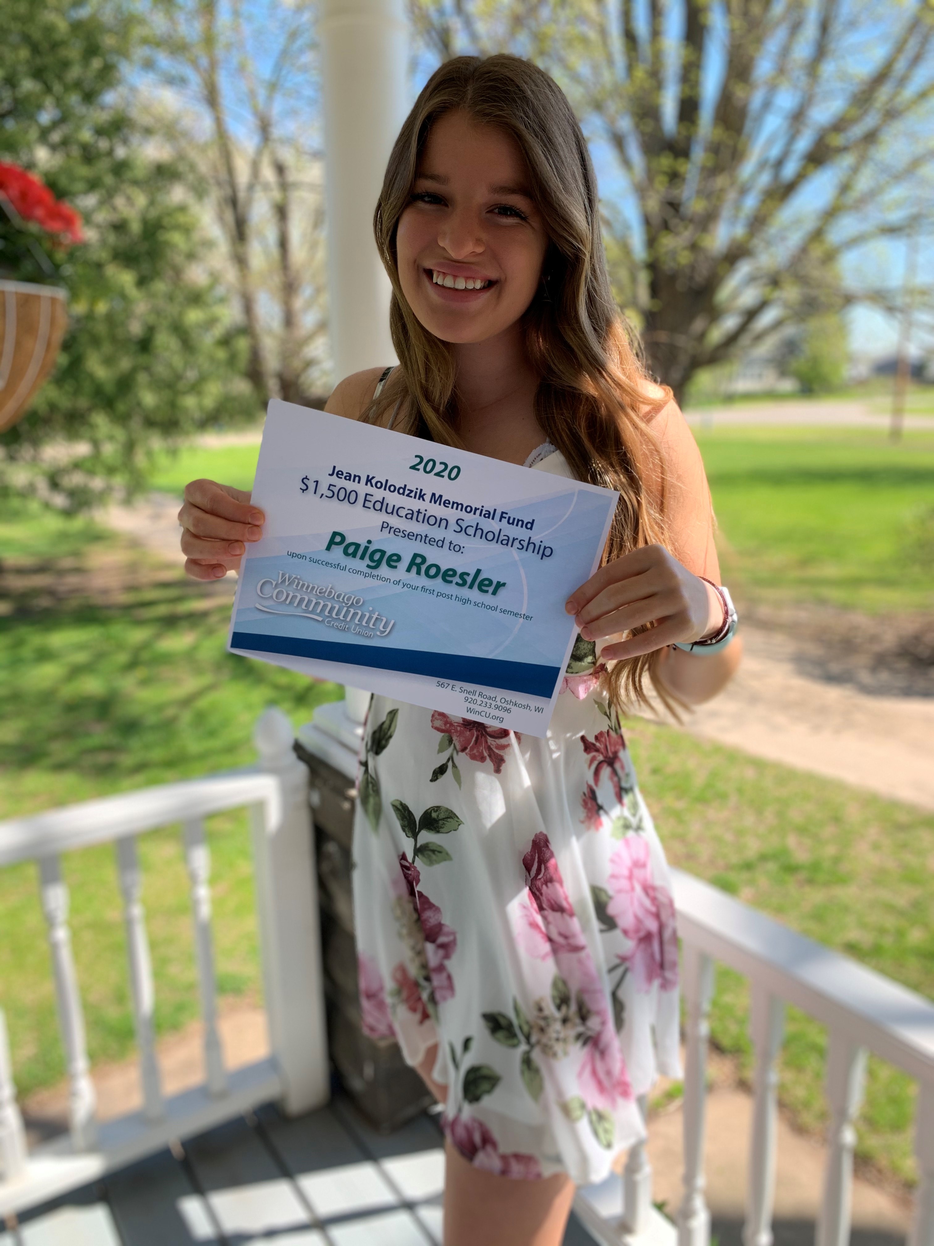 Paige Roesler WCCU Scholarship Recipient